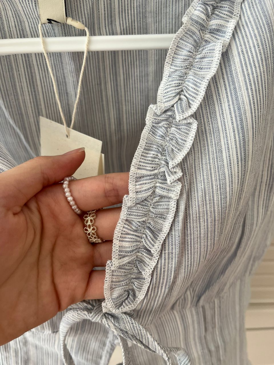 【有点甜】Blue Lace Short-Sleeve Blouse