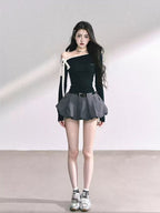 【半夏】Pleated Puffy Skirt (with belt)