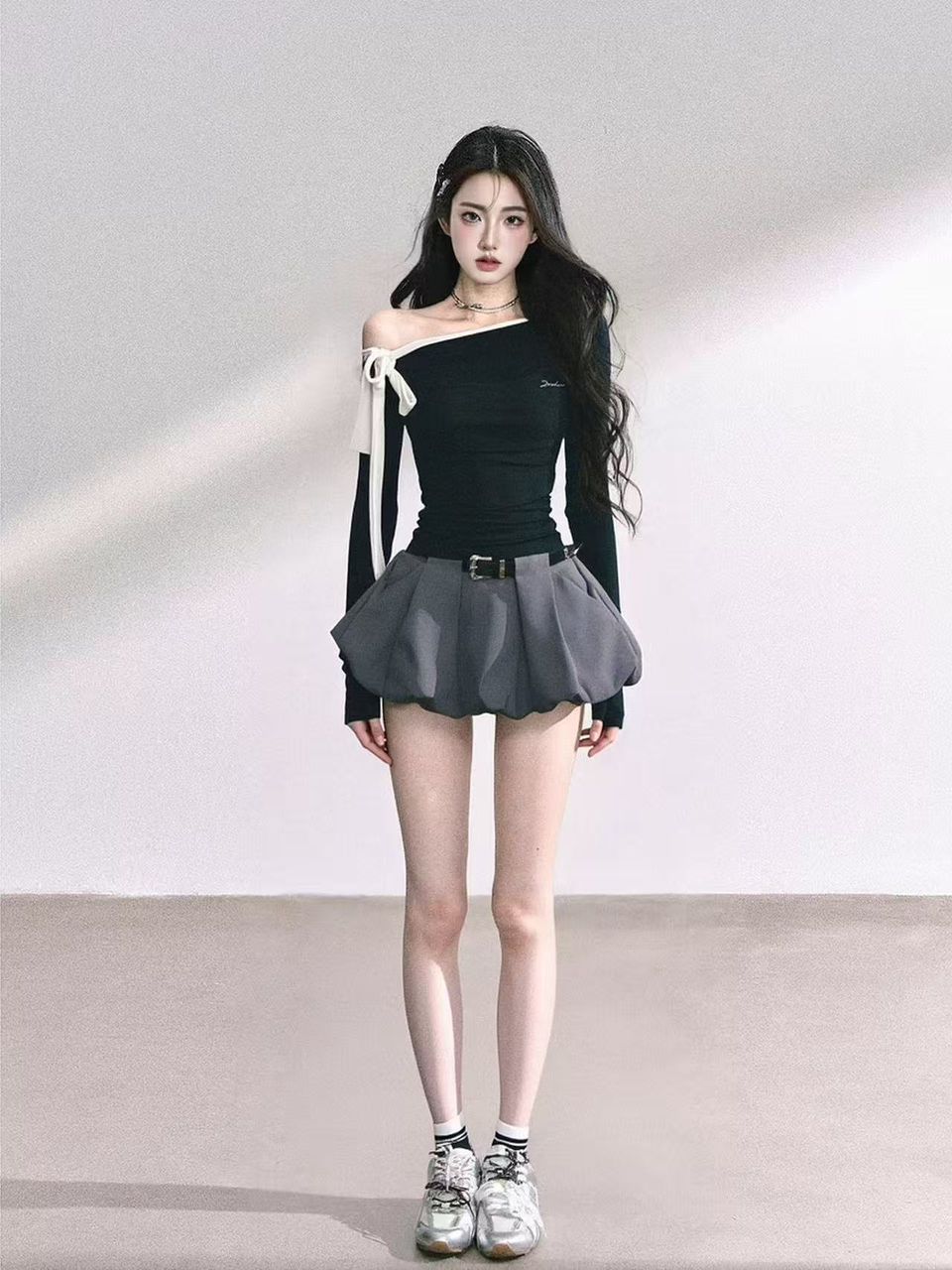 【半夏】Pleated Puffy Skirt (with belt)