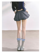 【半夏】Pleated Puffy Skirt (with belt)